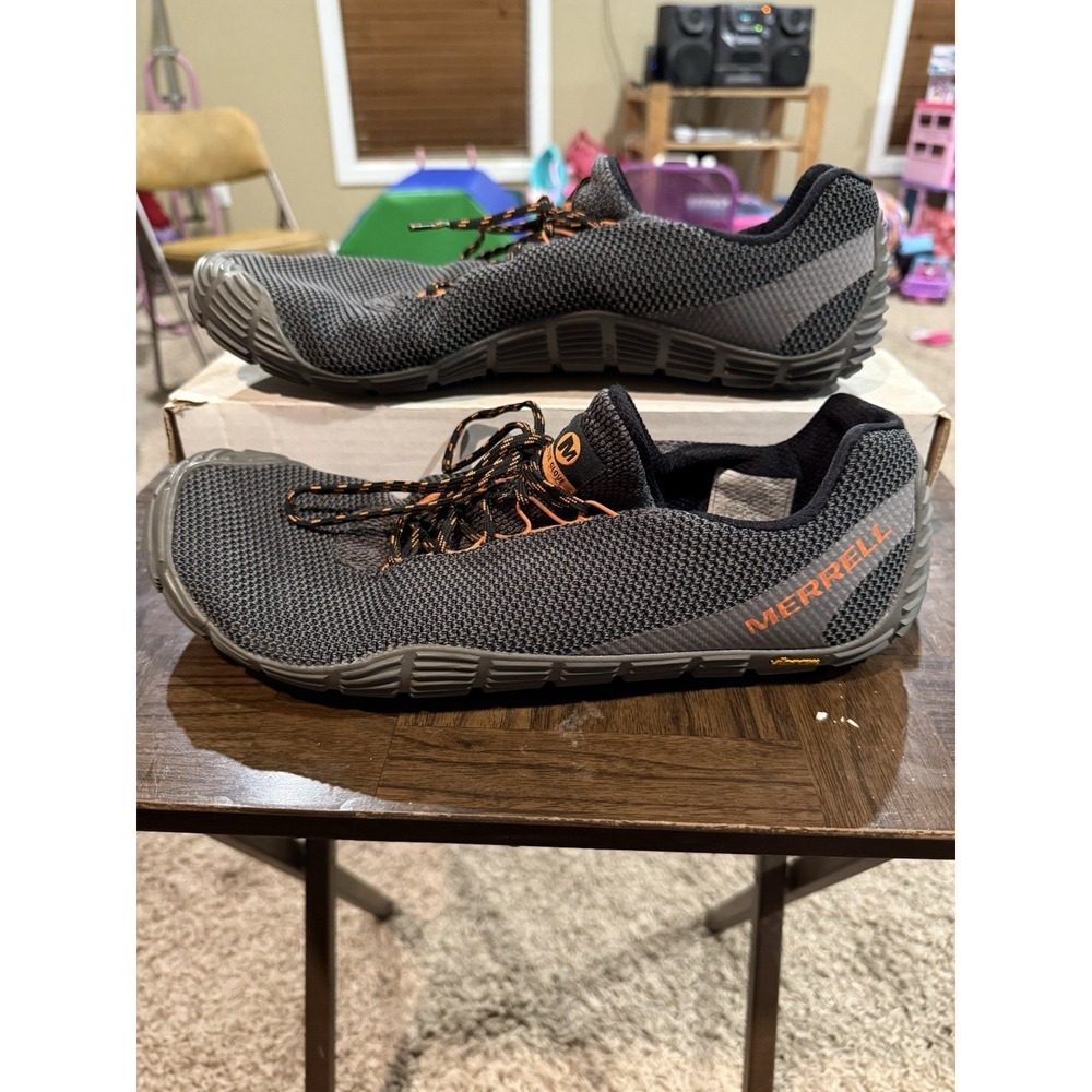 Merrell Move Glove Mens 15 Charcoal Orange Barefoot Minimalist Vibram J65375